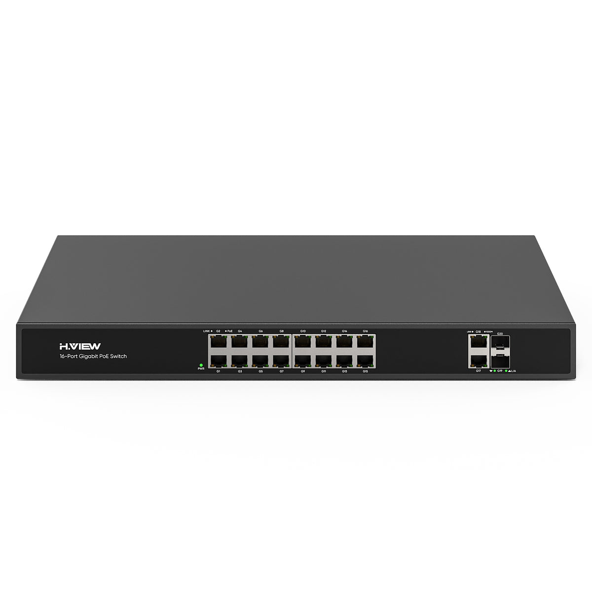 H.VIEW 16ポート ギガビットPoE＋スイッチ